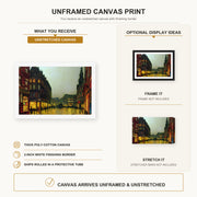 John Atkinson Grimshaw - Boar Lane Leeds canvas print size comparison and framing display infographic