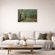 Unframed poster print of John Atkinson Grimshaw's 'Bonchurch Isle of Wight' displayed on a wall in a living room