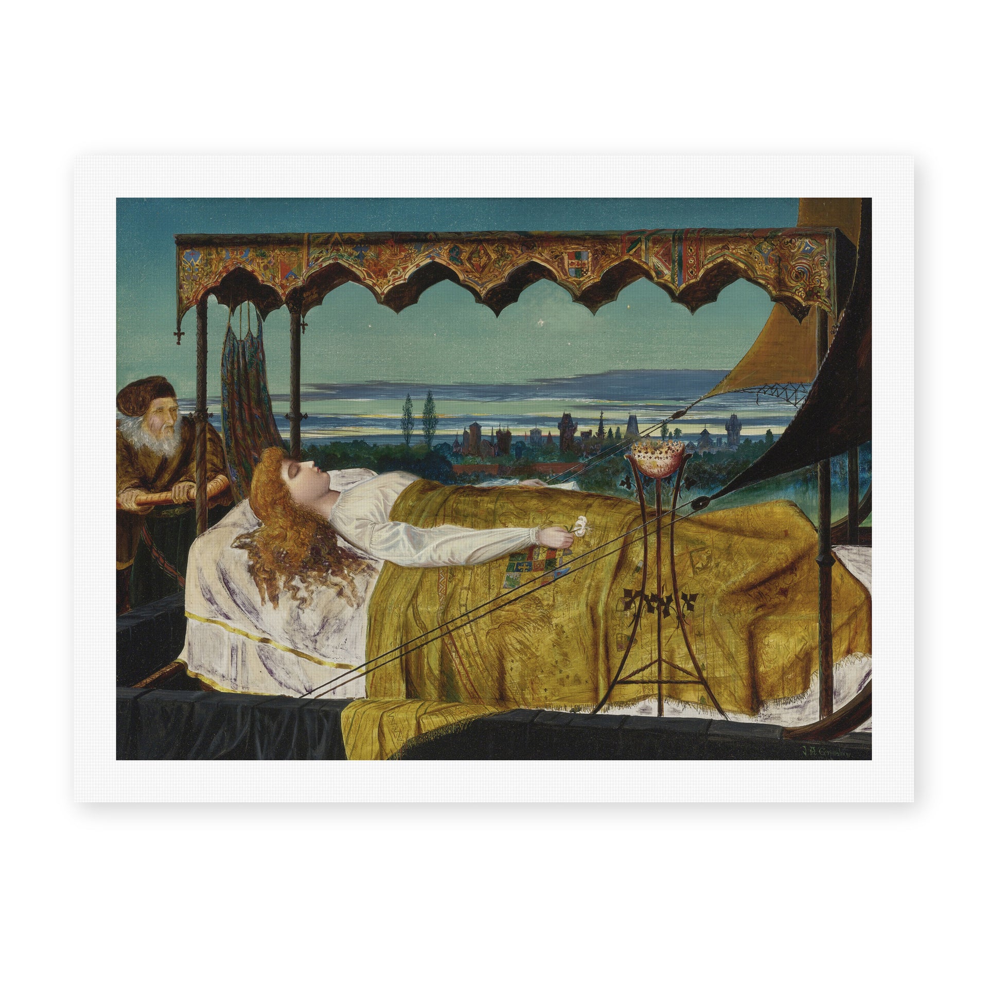 John Atkinson Grimshaw's 'Elaine' painting reproduced as a rolled canvas print