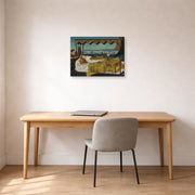 Gallery-wrapped canvas print of John Atkinson Grimshaw's 'Elaine' displayed on a wall in an office
