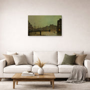 Gallery-wrapped canvas print of John Atkinson Grimshaw's 'Greenock' displayed on a wall in a living room