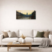 Gallery-wrapped canvas print of John Atkinson Grimshaw's 'Old Chelsea' displayed on a wall in a living room