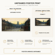 John Atkinson Grimshaw - Old Chelsea poster print size comparison and framing display infographic