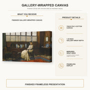 John Atkinson Grimshaw - The Cradle Song gallery wrap canvas construction and hanging details infographic