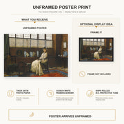 John Atkinson Grimshaw - The Cradle Song poster print size comparison and framing display infographic