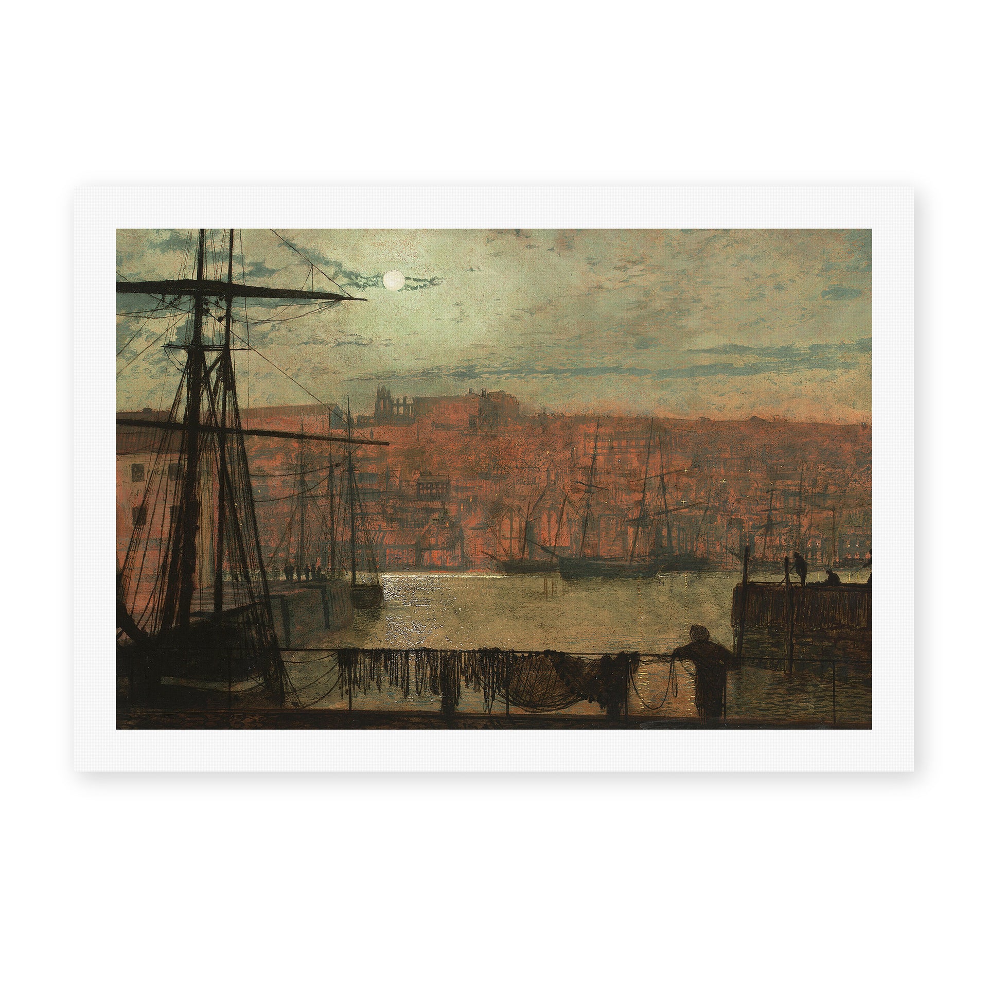 John Atkinson Grimshaw's 'Whitby from Station Quary' painting reproduced as a rolled canvas print