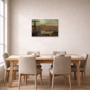Gallery-wrapped canvas print of John Atkinson Grimshaw's 'Whitby from Station Quary' displayed on a wall in a dining room