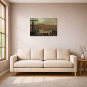 Gallery-wrapped canvas print of John Atkinson Grimshaw's 'Whitby from Station Quary' displayed on a wall in a living room