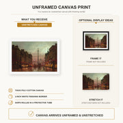 John Atkinson Grimshaw - Whitehall canvas print size comparison and framing display infographic