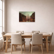 Gallery-wrapped canvas print of John Atkinson Grimshaw's 'Whitehall' displayed on a wall in a dining room