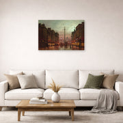 Gallery-wrapped canvas print of John Atkinson Grimshaw's 'Whitehall' displayed on a wall in a living room