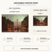 John Atkinson Grimshaw - Whitehall poster print size comparison and framing display infographic