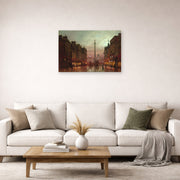 Unframed poster print of John Atkinson Grimshaw's 'Whitehall' displayed on a wall in a living room