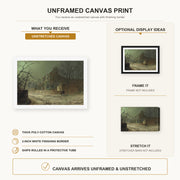 John Atkinson Grimshaw - Yew Court Scalby canvas print size comparison and framing display infographic
