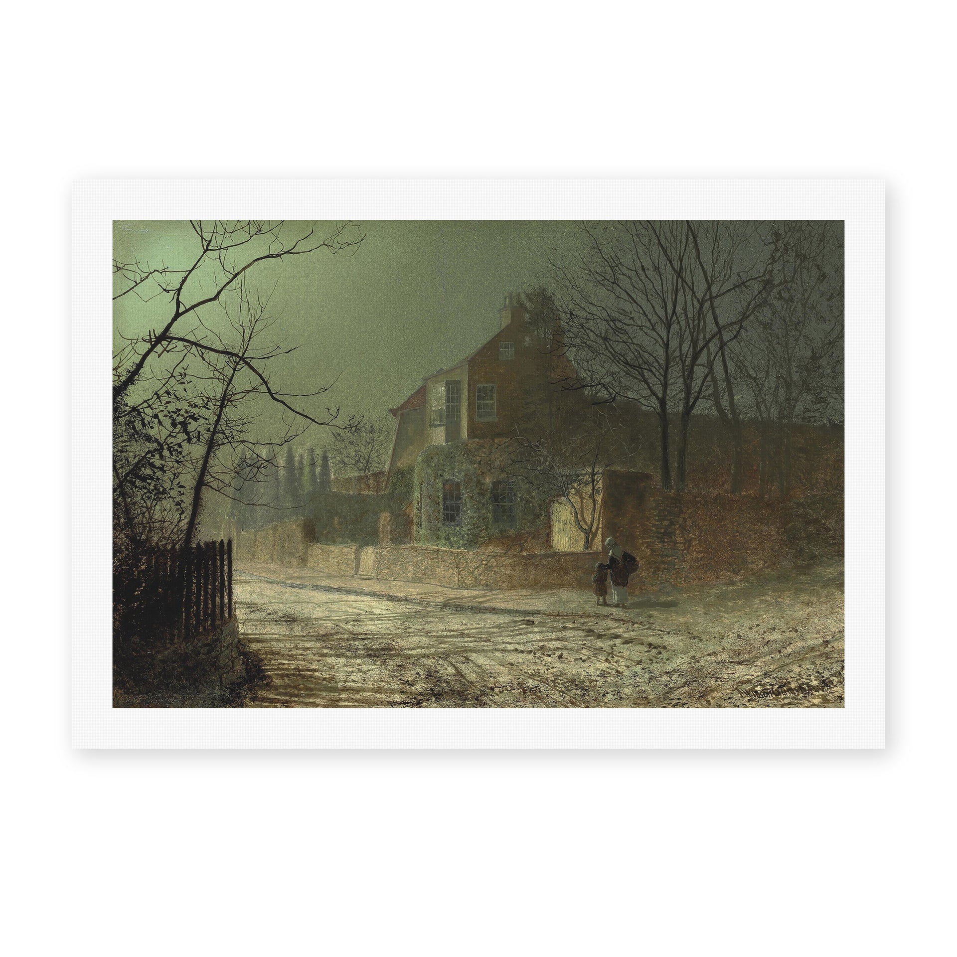 John Atkinson Grimshaw's 'Yew Court Scalby' painting reproduced as a rolled canvas print