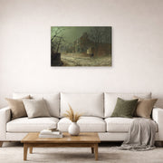 Gallery-wrapped canvas print of John Atkinson Grimshaw's 'Yew Court Scalby' displayed on a wall in a living room