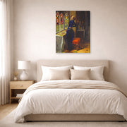 Gallery-wrapped canvas print of John Everett Millais's Mariana displayed on a wall in a bedroom