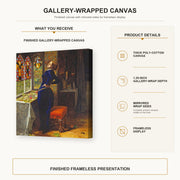 John Everett Millais - Mariana gallery wrap canvas construction and hanging details infographic