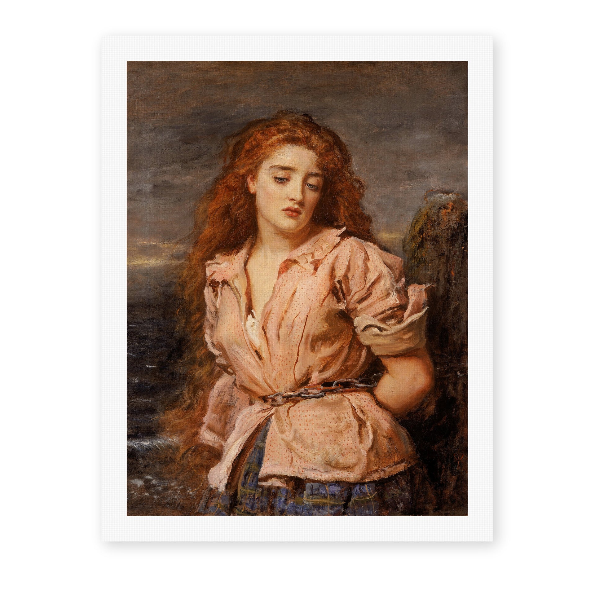 John Everett Millais's 'The Martyr of the Solway' painting reproduced as a rolled canvas print