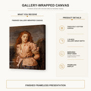 John Everett Millais - The Martyr of the Solway gallery wrap canvas construction and hanging details infographic