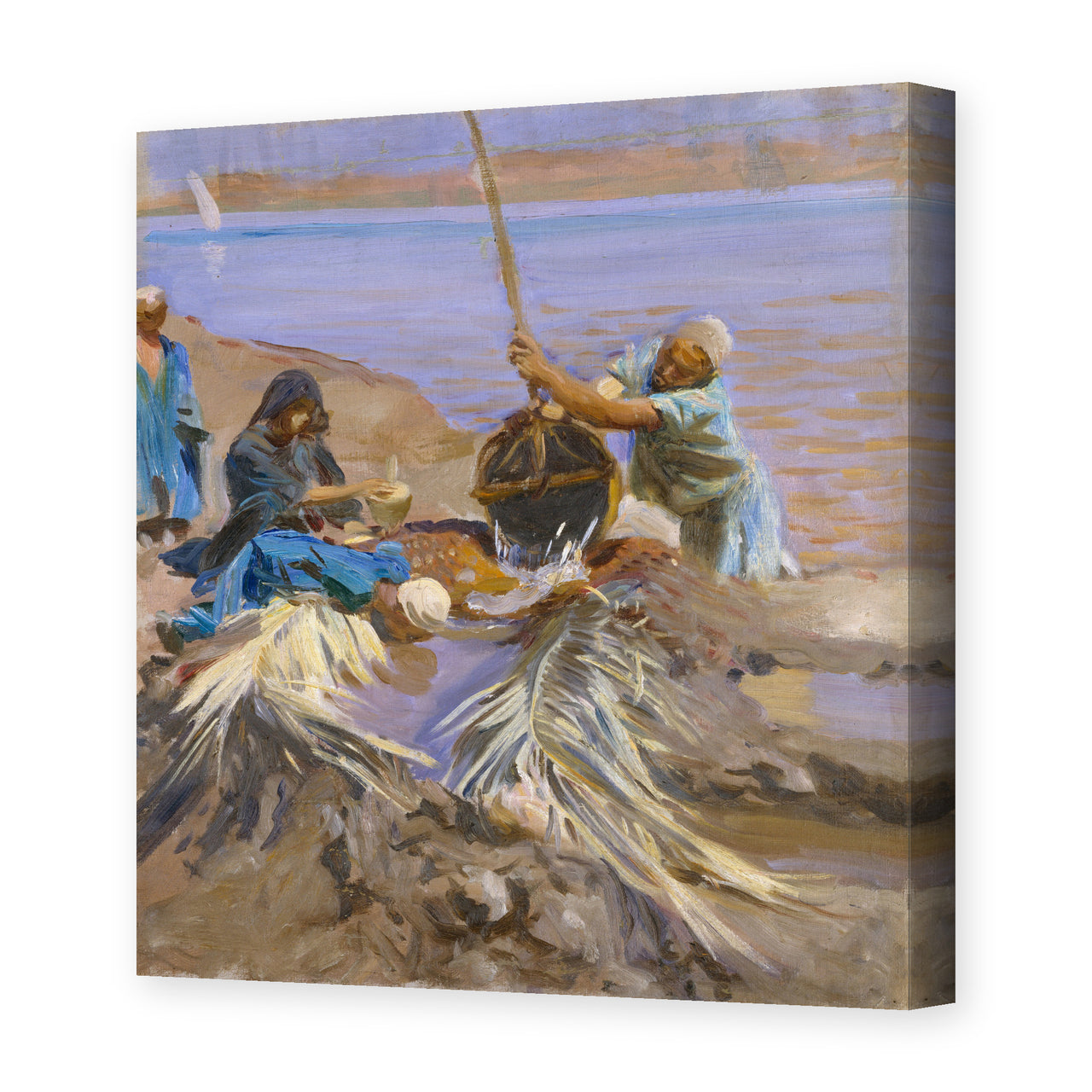 John Singer Sargent's 'Egyptians Raising Water from the Nile' painting reproduced as a gallery-wrapped canvas print