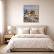 Gallery-wrapped canvas print of John Singer Sargent's Egyptians Raising Water from the Nile displayed on a wall in a bedroom
