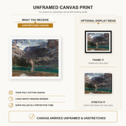 John Singer Sargent - Lake O'Hara canvas print size comparison and framing display infographic