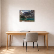 Gallery-wrapped canvas print of John Singer Sargent's Lake O'Hara displayed on a wall in an office
