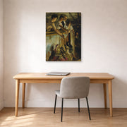 Gallery-wrapped canvas print of John Singer Sargent's Marionettes displayed on a wall in an office