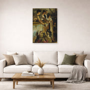 Unframed poster print of John Singer Sargent's Marionettes displayed on a wall in a living room
