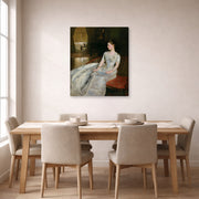 Gallery-wrapped canvas print of John Singer Sargent's Mrs Cecil Wade displayed on a wall in a dining room