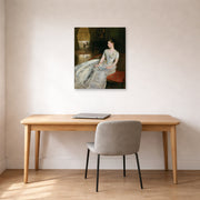 Unframed poster print of John Singer Sargent's Mrs Cecil Wade displayed on a wall in an office