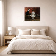 Gallery-wrapped canvas print of John Singer Sargent's Pailleron Children displayed on a wall in a bedroom