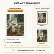 John Singer Sargent - The Fountain canvas print size comparison and framing display infographic