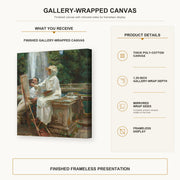 John Singer Sargent - The Fountain gallery wrap canvas construction and hanging details infographic