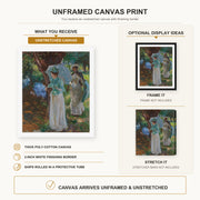 John Singer Sargent - Two Girls with Parasols canvas print size comparison and framing display infographic