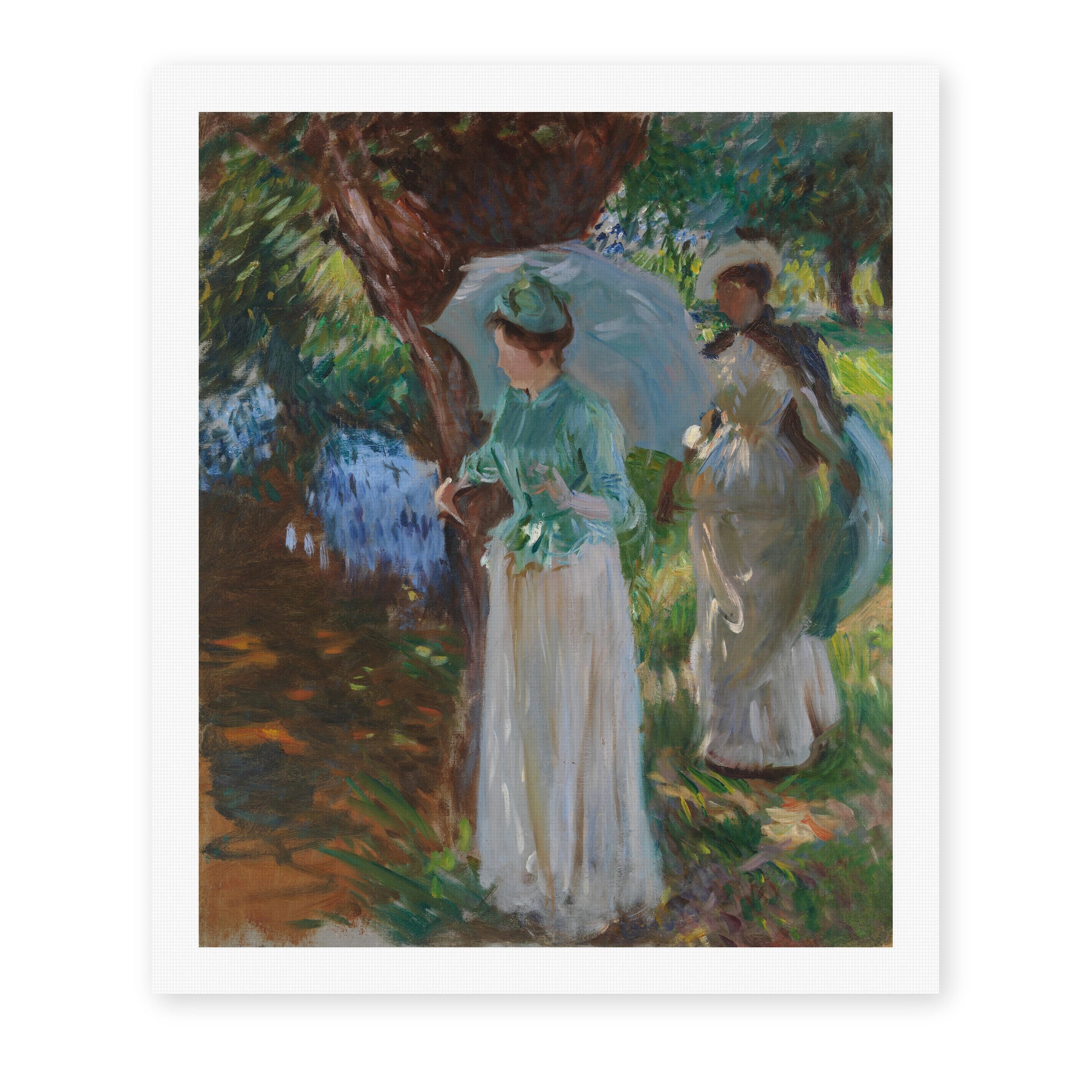 John Singer Sargent's 'Two Girls with Parasols' painting reproduced as a rolled canvas print