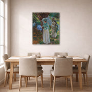 Gallery-wrapped canvas print of John Singer Sargent's Two Girls with Parasols displayed on a wall in a dining room