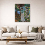 Gallery-wrapped canvas print of John Singer Sargent's Two Girls with Parasols displayed on a wall in a living room