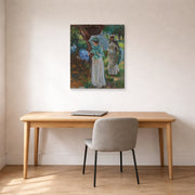Gallery-wrapped canvas print of John Singer Sargent's Two Girls with Parasols displayed on a wall in an office