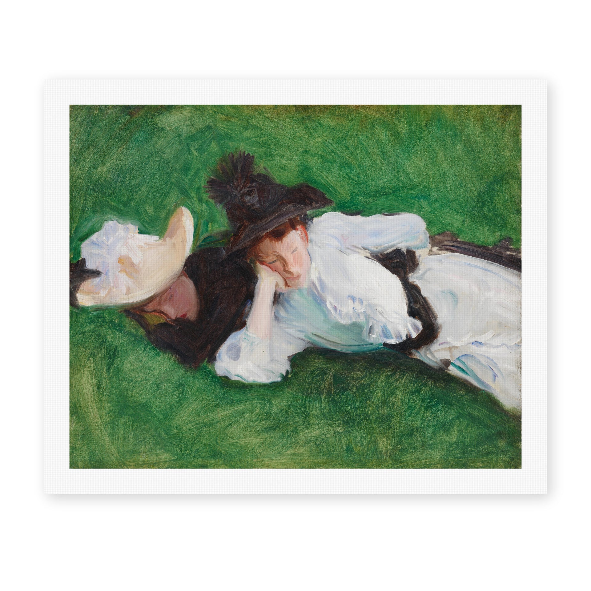John Singer Sargent's 'Two Girls on a Lawn' painting reproduced as a rolled canvas print
