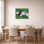 Gallery-wrapped canvas print of John Singer Sargent's Two Girls on a Lawn displayed on a wall in a dining room