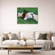 Gallery-wrapped canvas print of John Singer Sargent's Two Girls on a Lawn displayed on a wall in a living room