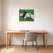 Gallery-wrapped canvas print of John Singer Sargent's Two Girls on a Lawn displayed on a wall in an office
