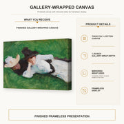 John Singer Sargent - Two Girls on a Lawn gallery wrap canvas construction and hanging details infographic