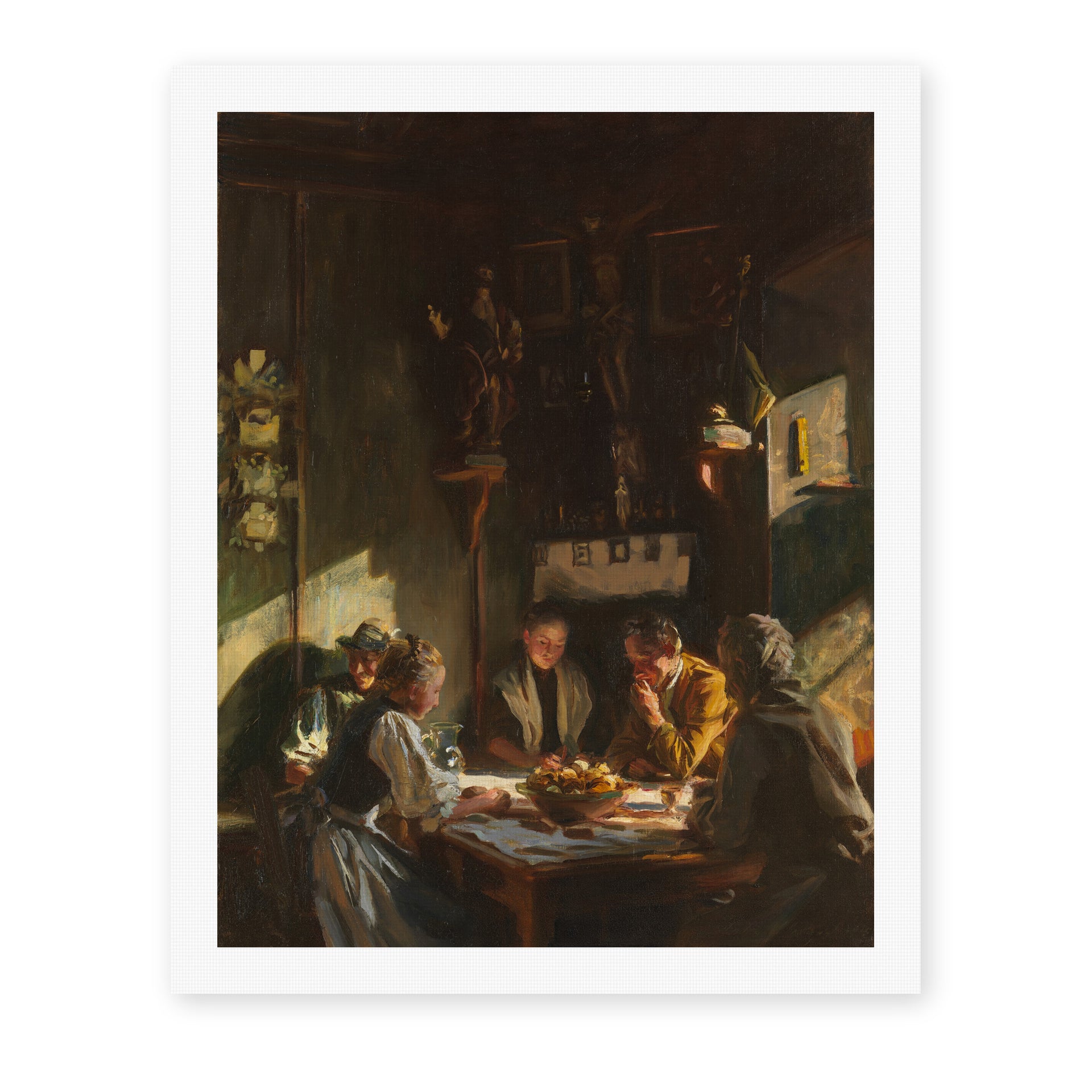 John Singer Sargent's 'Tyrolese Interior' painting reproduced as a rolled canvas print