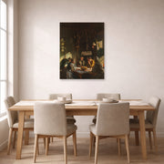 Unframed poster print of John Singer Sargent's Tyrolese Interior displayed on a wall in a dining room