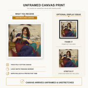 John William Godward - A Congenial Task canvas print size comparison and framing display infographic
