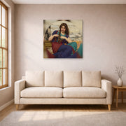 Gallery-wrapped canvas print of John William Godward's A Congenial Task displayed on a wall in a living room