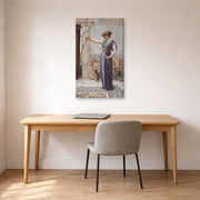 Gallery-wrapped canvas print of John William Godward's A Pompeian Lady displayed on a wall in an office